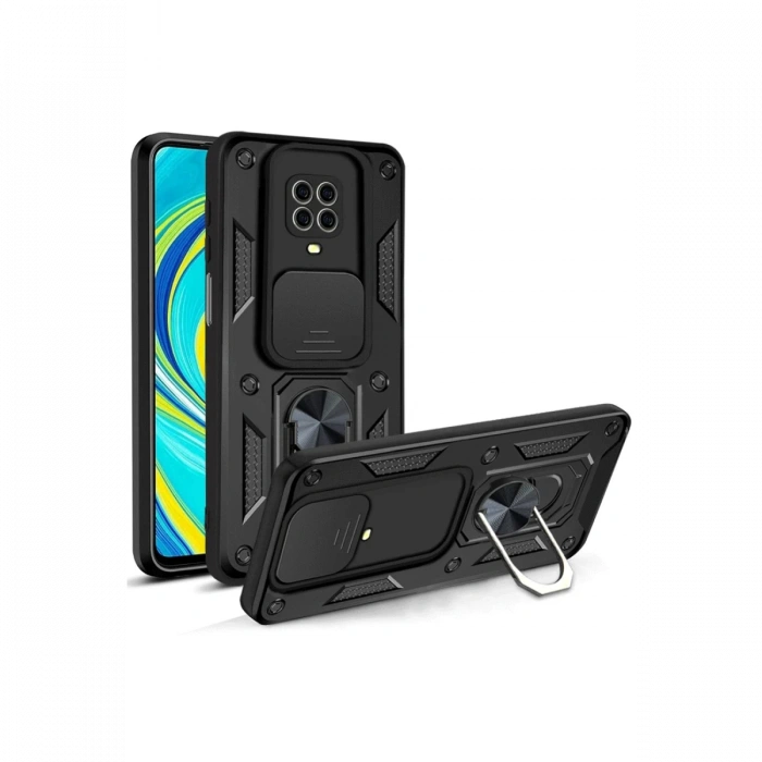 Newface Xiaomi Redmi Note 9 Pro Kılıf Pars Lens Yüzüklü Silikon