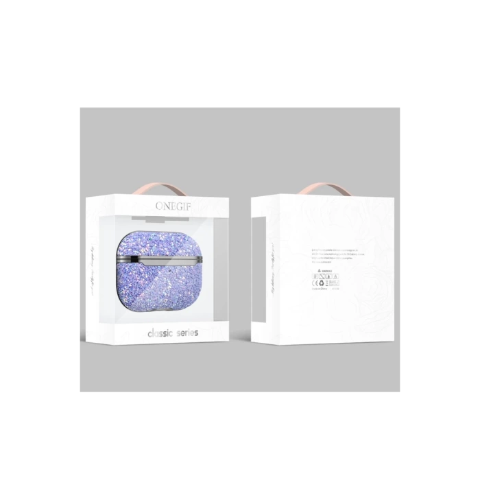 Onegif Airpods 2 (2.nesil) Bright Simli Airpods Kapak - Derin Mor