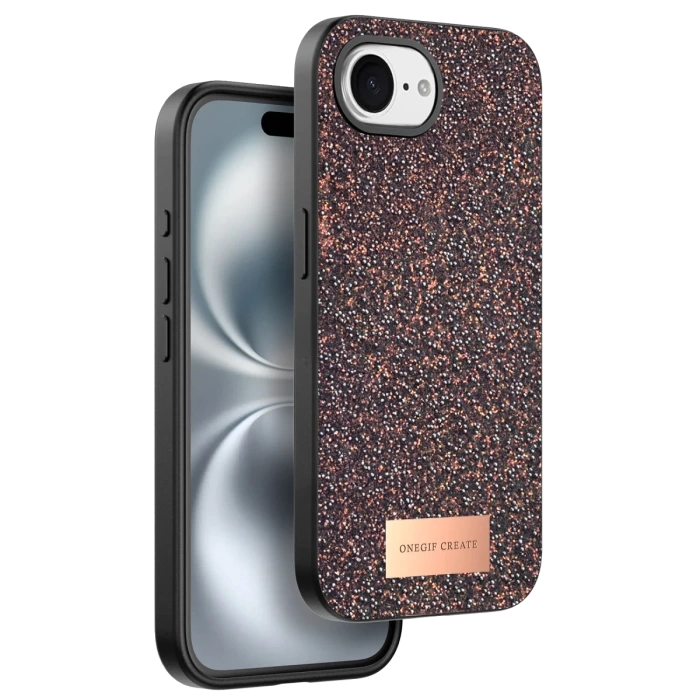 Onegif Apple iPhone 16E Bright Simli Kapak - Derin Mor
