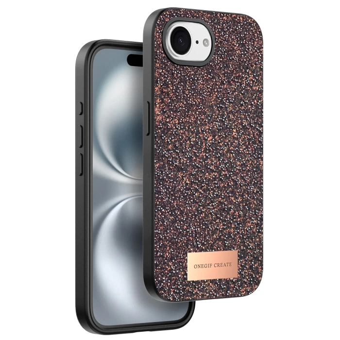 Onegif Apple iPhone 16E Bright Simli Kapak - Derin Mor