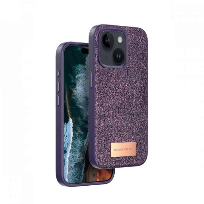 Onegif iPhone 14 Bright Simli Kapak - Derin Mor