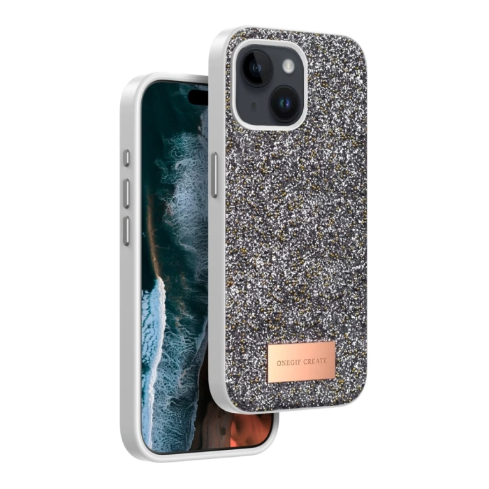 Onegif iPhone 14 Bright Simli Kapak - Gümüş