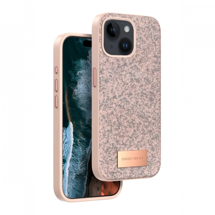 Onegif iPhone 14 Bright Simli Kapak - Pembe
