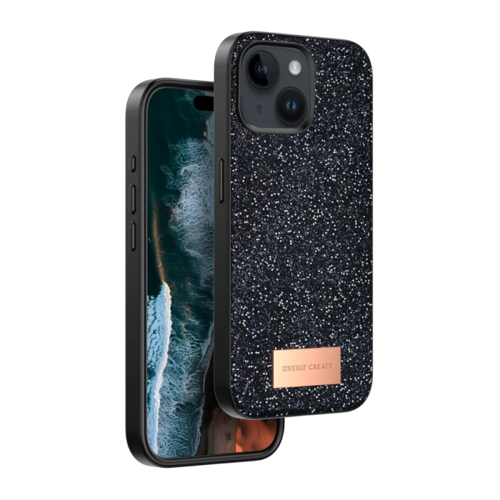 Onegif iPhone 14 Bright Simli Kapak - Siyah