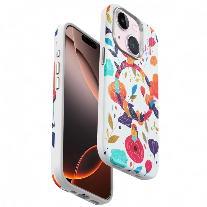 Onegif iPhone 14 Flower Series Magsafe Kapak - Beyaz