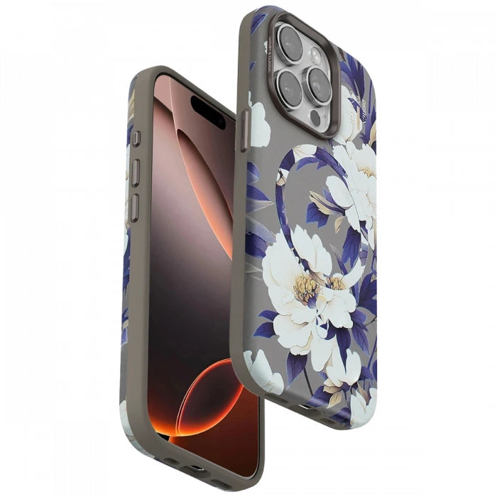 Onegif iPhone 14 Pro Flower Series Magsafe Kapak - Gri
