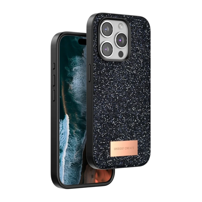 Onegif iPhone 14 Pro Max Bright Simli Kapak - Siyah