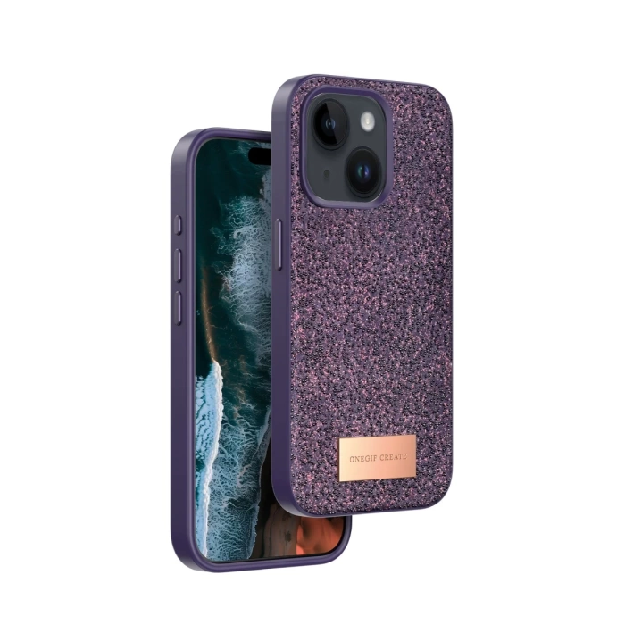 Onegif iPhone 15 Bright Simli Kapak - Derin Mor