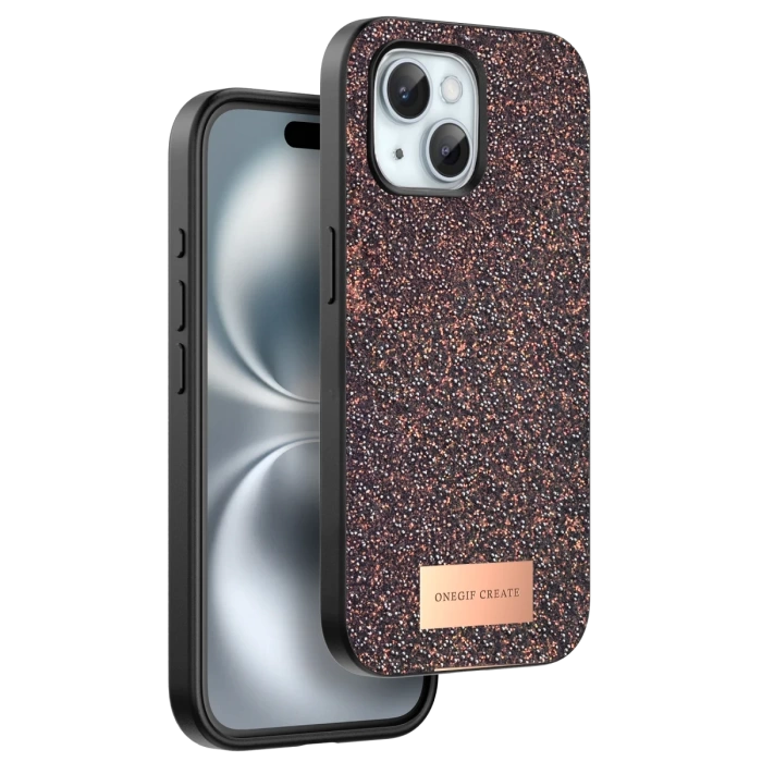 Onegif iPhone 15 Plus Bright Simli Kapak - Derin Mor
