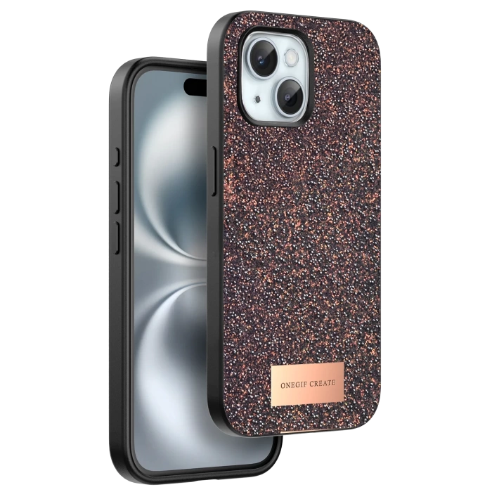 Onegif iPhone 15 Plus Bright Simli Kapak - Derin Mor