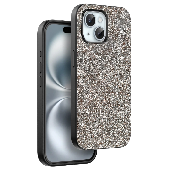 Onegif iPhone 15 Plus Bright Simli Kapak - Gold