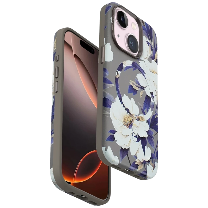 Onegif iPhone 15 Plus Flower Series Magsafe Kapak - Gri
