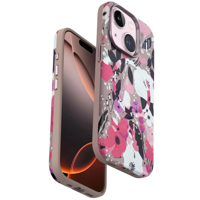 Onegif iPhone 15 Plus Flower Series Magsafe Kapak - Pembe