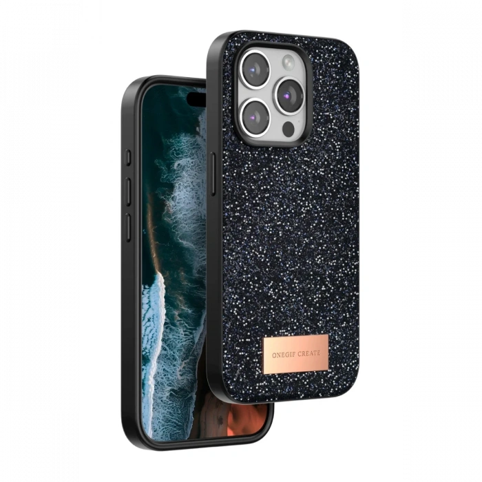 Onegif iPhone 15 Pro Bright Simli Kapak - Siyah