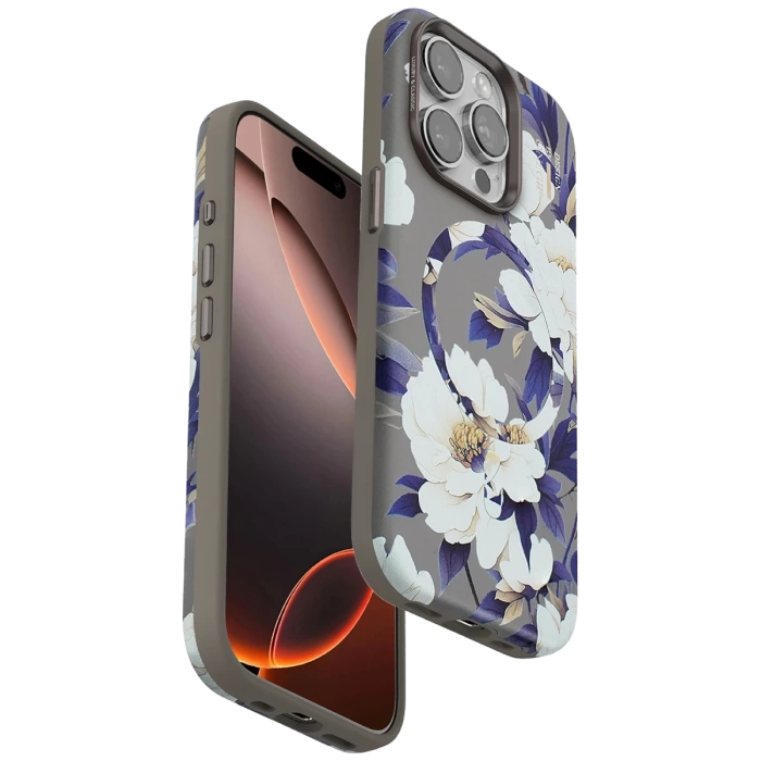 Onegif iPhone 15 Pro Max Flower Series Magsafe Kapak - Gri
