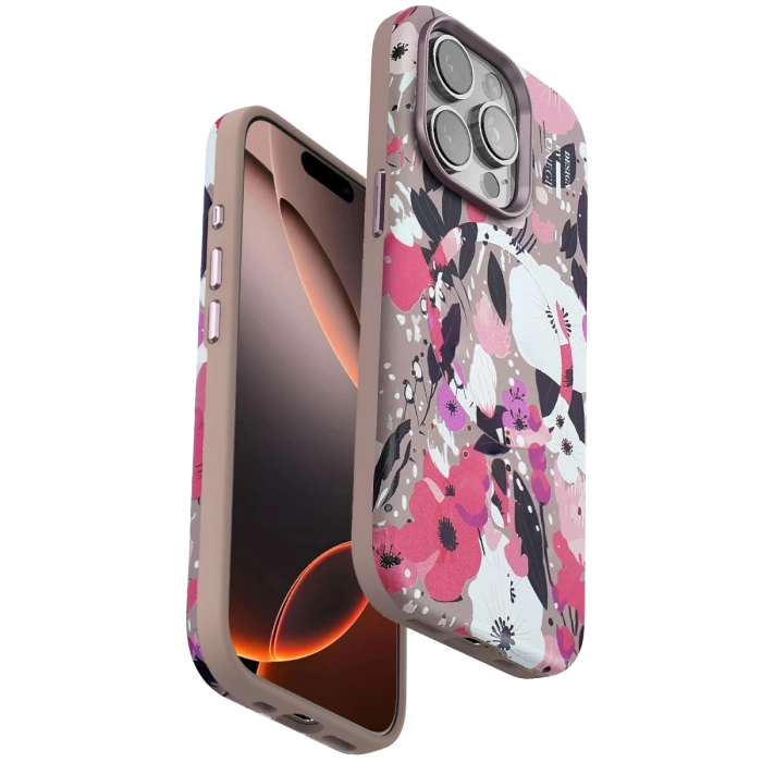 Onegif iPhone 15 Pro Max Flower Series Magsafe Kapak - Pembe