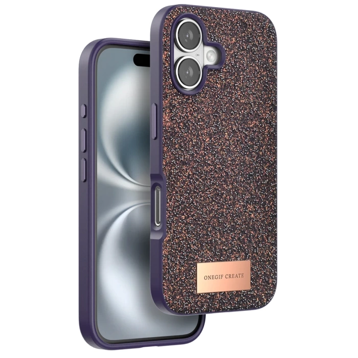 Onegif iPhone 16 Bright Simli Kapak - Derin Mor