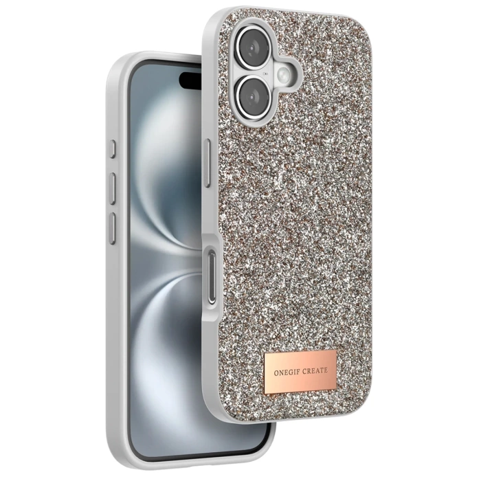 Onegif iPhone 16 Bright Simli Kapak - Gold
