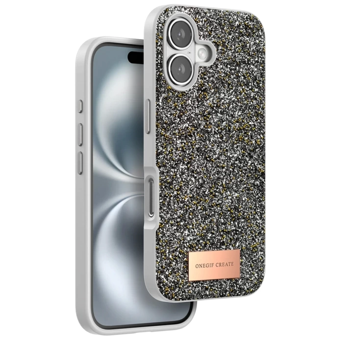 Onegif iPhone 16 Bright Simli Kapak - Gümüş