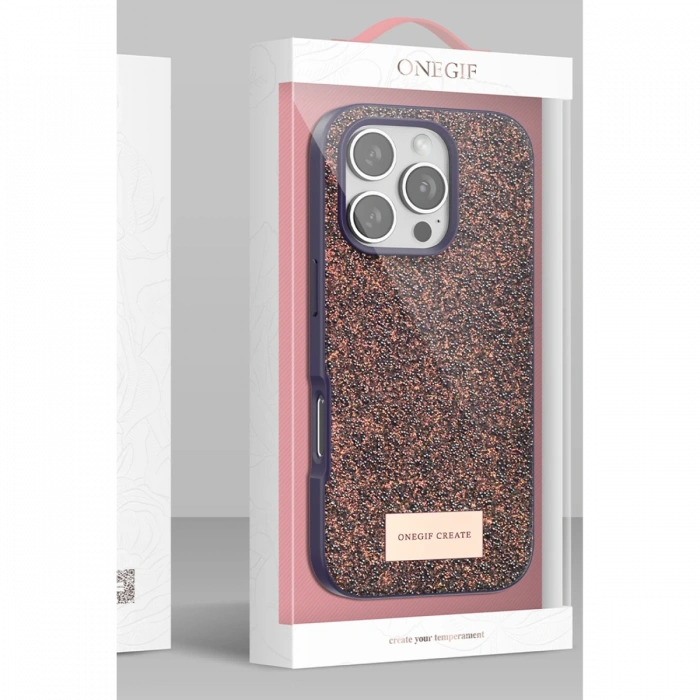 Onegif iPhone 16 Bright Simli Kapak - Pembe