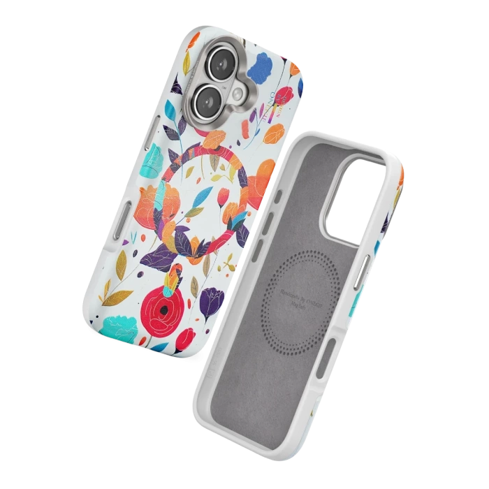 Onegif iPhone 16 Flower Series Magsafe Kapak - Beyaz