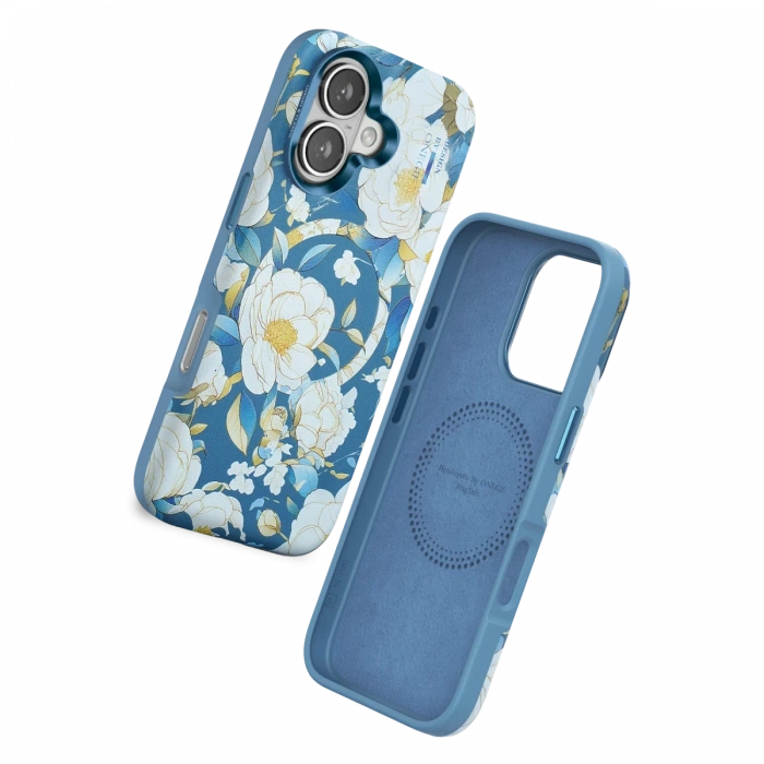 Onegif iPhone 16 Flower Series Magsafe Kapak - Mavi