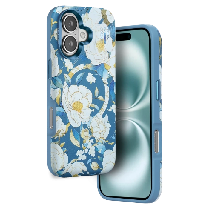 Onegif iPhone 16 Flower Series Magsafe Kapak - Mavi
