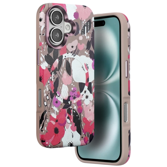Onegif iPhone 16 Flower Series Magsafe Kapak - Pembe
