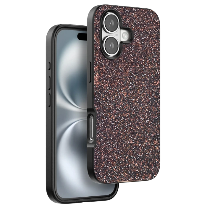 Onegif iPhone 16 Plus Bright Simli Kapak - Derin Mor