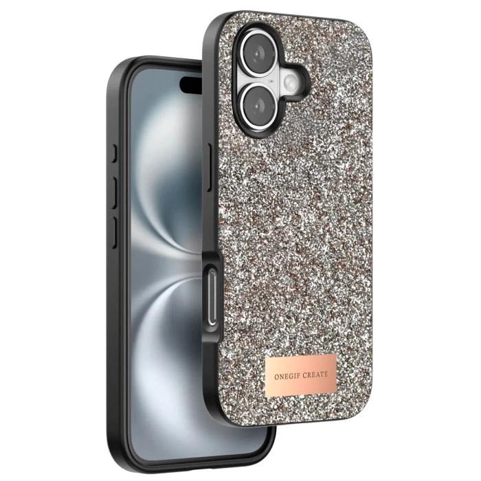 Onegif iPhone 16 Plus Bright Simli Kapak - Gold