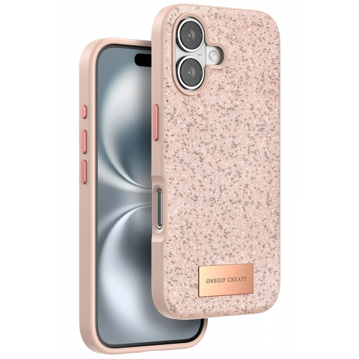 Onegif iPhone 16 Plus Bright Simli Kapak - Pembe
