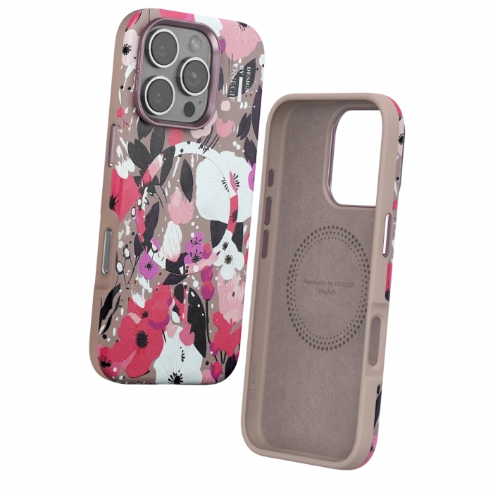 Onegif iPhone 16 Pro Flower Series Magsafe Kapak - Pembe