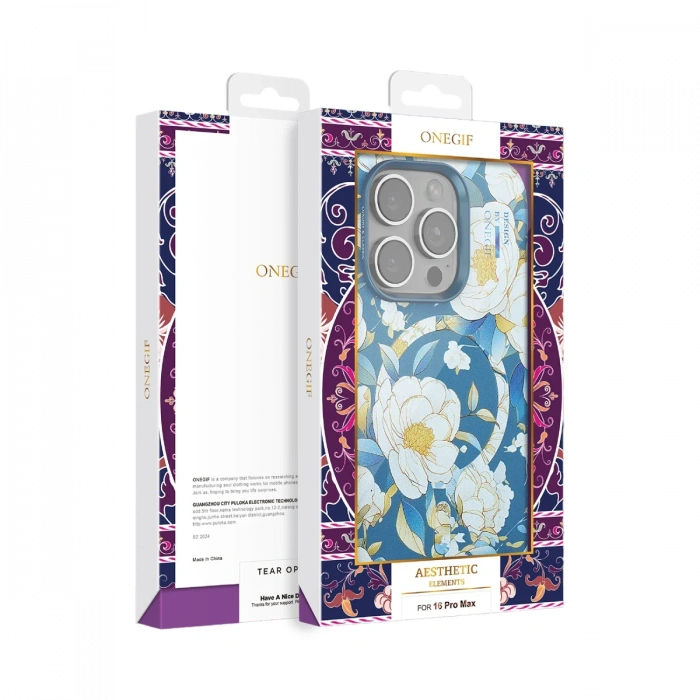 Onegif iPhone 16 Pro Flower Series Magsafe Kapak - Siyah