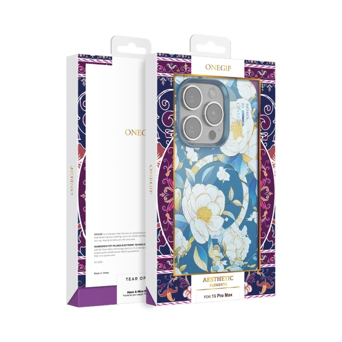 Onegif iPhone 16 Pro Max Flower Series Magsafe Kapak - Beyaz