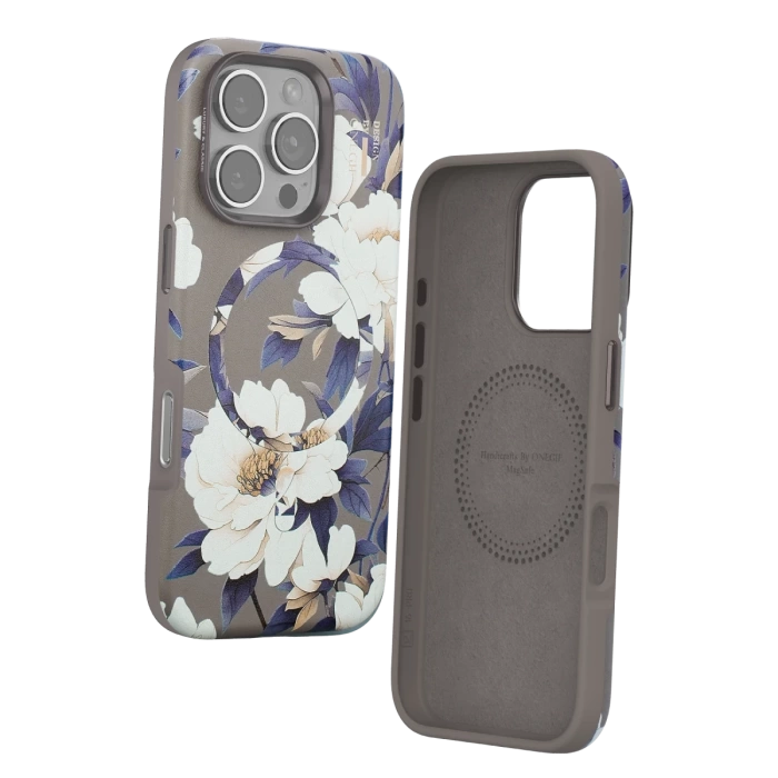 Onegif iPhone 16 Pro Max Flower Series Magsafe Kapak - Gri