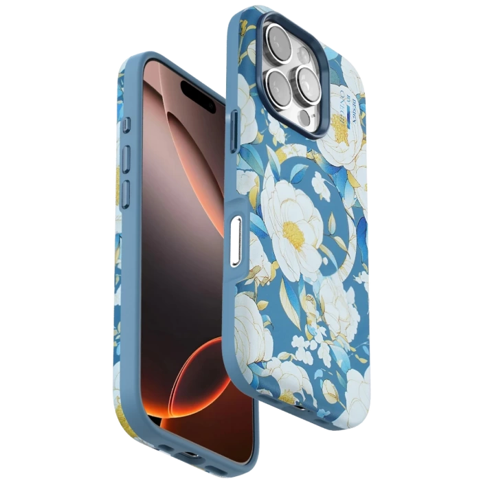 Onegif iPhone 16 Pro Max Flower Series Magsafe Kapak - Mavi
