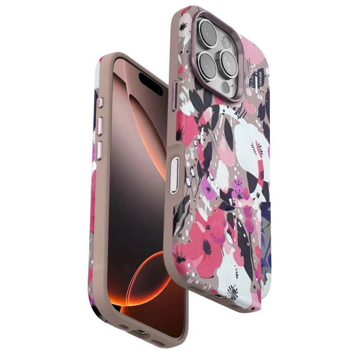 Onegif iPhone 16 Pro Max Flower Series Magsafe Kapak - Pembe