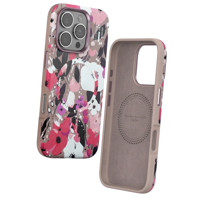 Onegif iPhone 16 Pro Max Flower Series Magsafe Kapak - Pembe