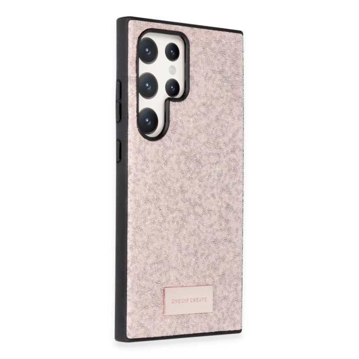 Onegif Samsung Galaxy S24 Ultra Bright Simli Kapak - Pembe