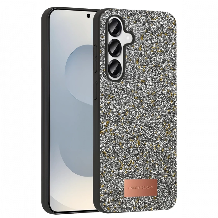 Onegif Samsung Galaxy S25 Plus Bright Simli Kapak - Gümüş