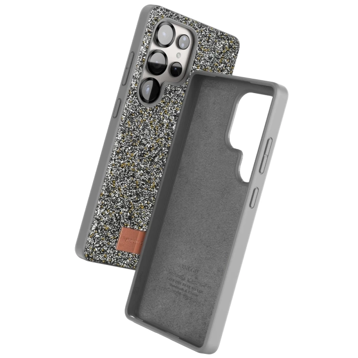 Onegif Samsung Galaxy S25 Ultra Bright Simli Kapak - Gümüş