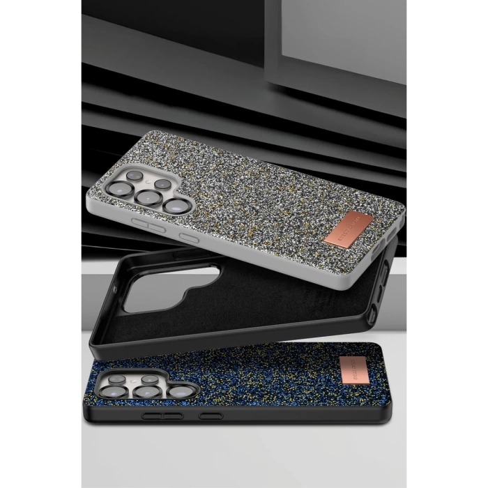 Onegif Samsung Galaxy S25 Ultra Bright Simli Kapak - Siyah