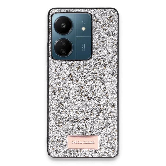 Onegif Xiaomi Redmi 13C Bright Simli Kapak - Gümüş