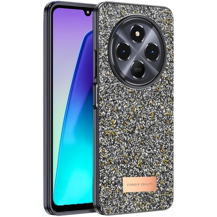 Onegif Xiaomi Redmi 14C Bright Simli Kapak - Gümüş