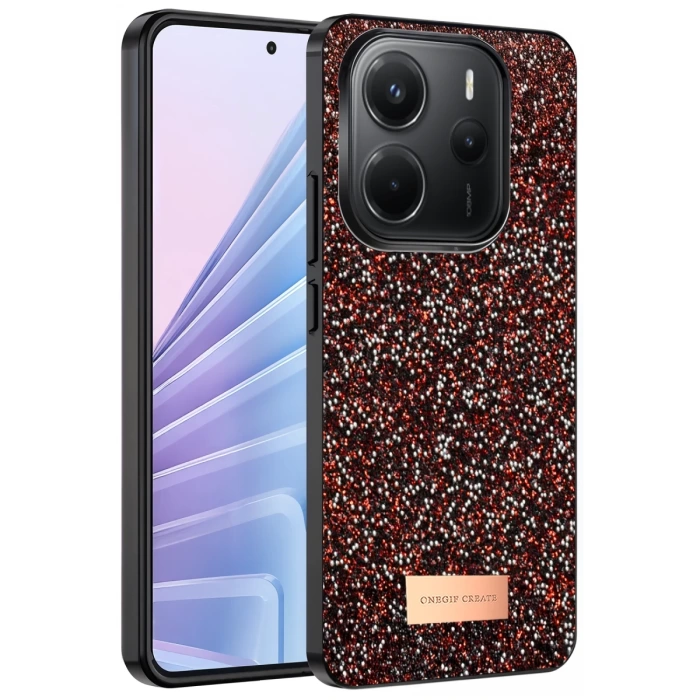 Onegif Xiaomi Redmi Note 14 4G Bright Simli Kapak - Derin Mor