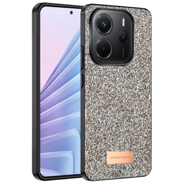 Onegif Xiaomi Redmi Note 14 4G Bright Simli Kapak - Gold