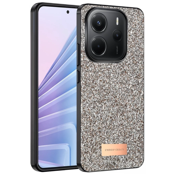 Onegif Xiaomi Redmi Note 14 4G Bright Simli Kapak - Gold