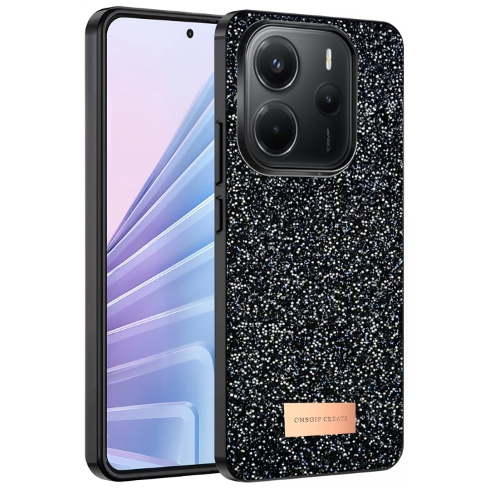 Onegif Xiaomi Redmi Note 14 4G Bright Simli Kapak - Siyah