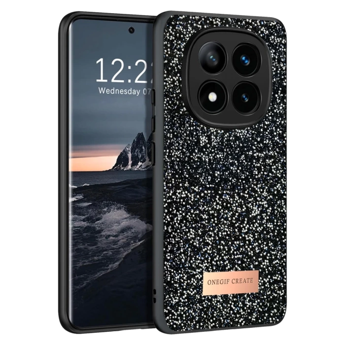 Onegif Xiaomi Redmi Note 14 Pro 4G Bright Simli Kapak - Siyah