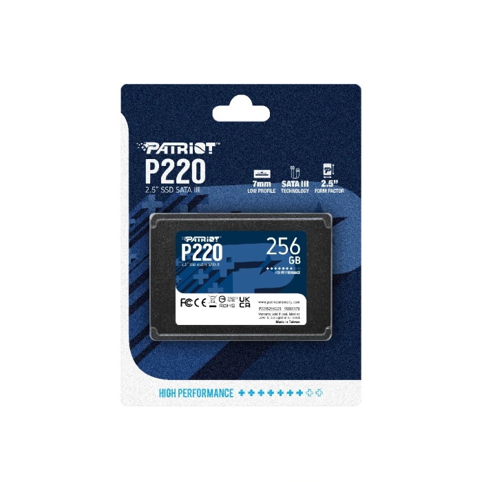 Patriot P220 256GB 550/490MB/s 2.5; SATA3 SSD Disk (P220S256G25)